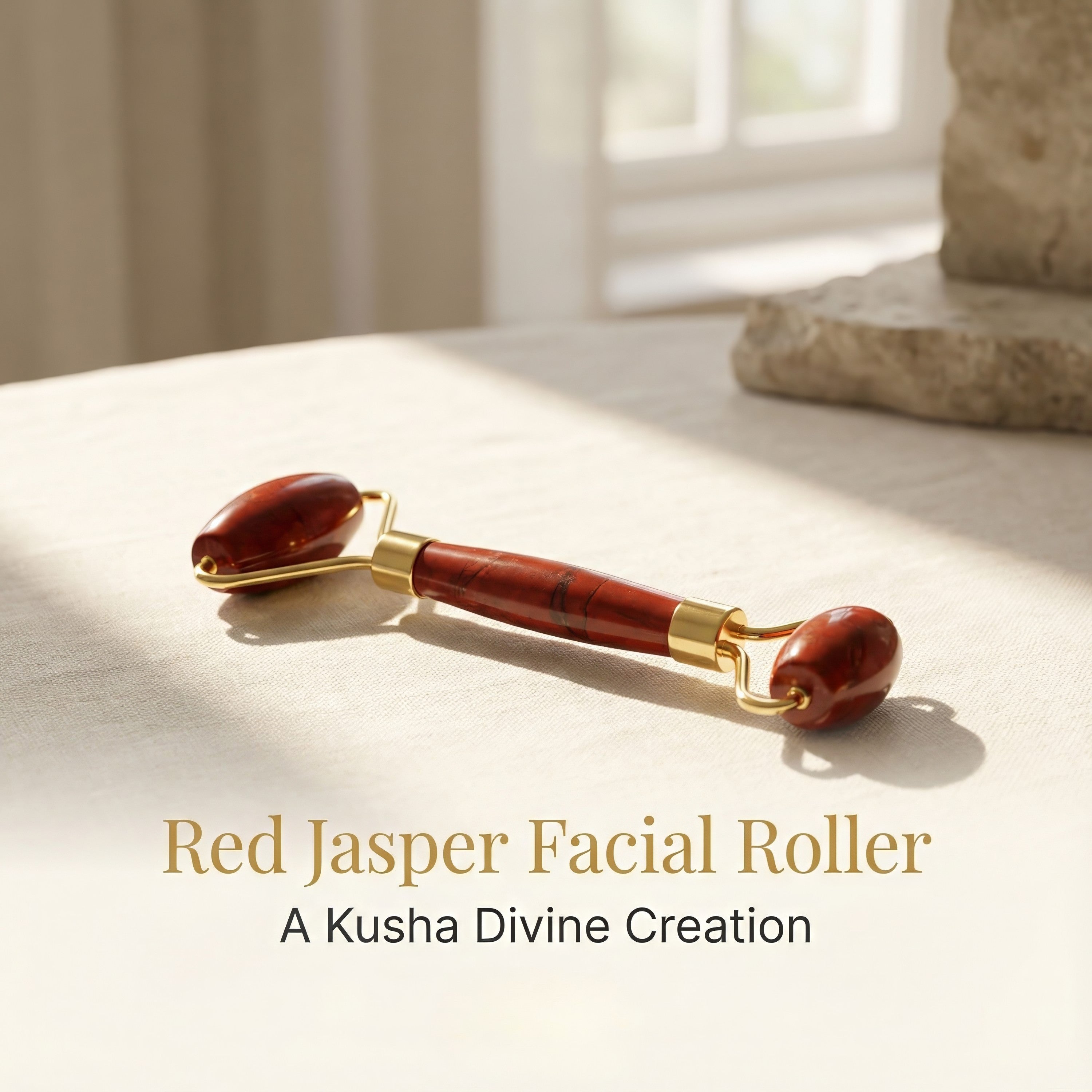 Rouleau de massage facial en jaspe rouge
