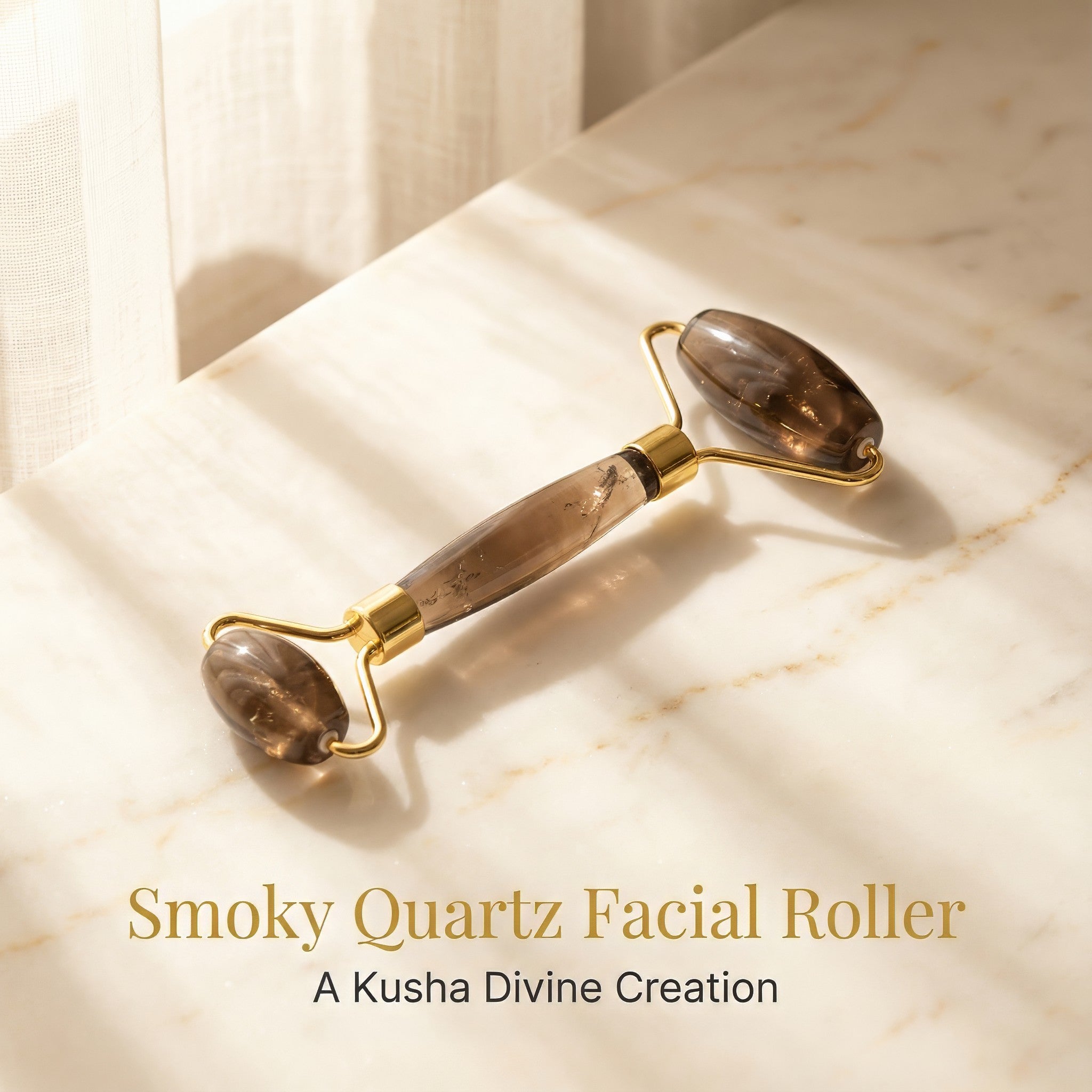 Rouleau de massage facial en quartz fumé
