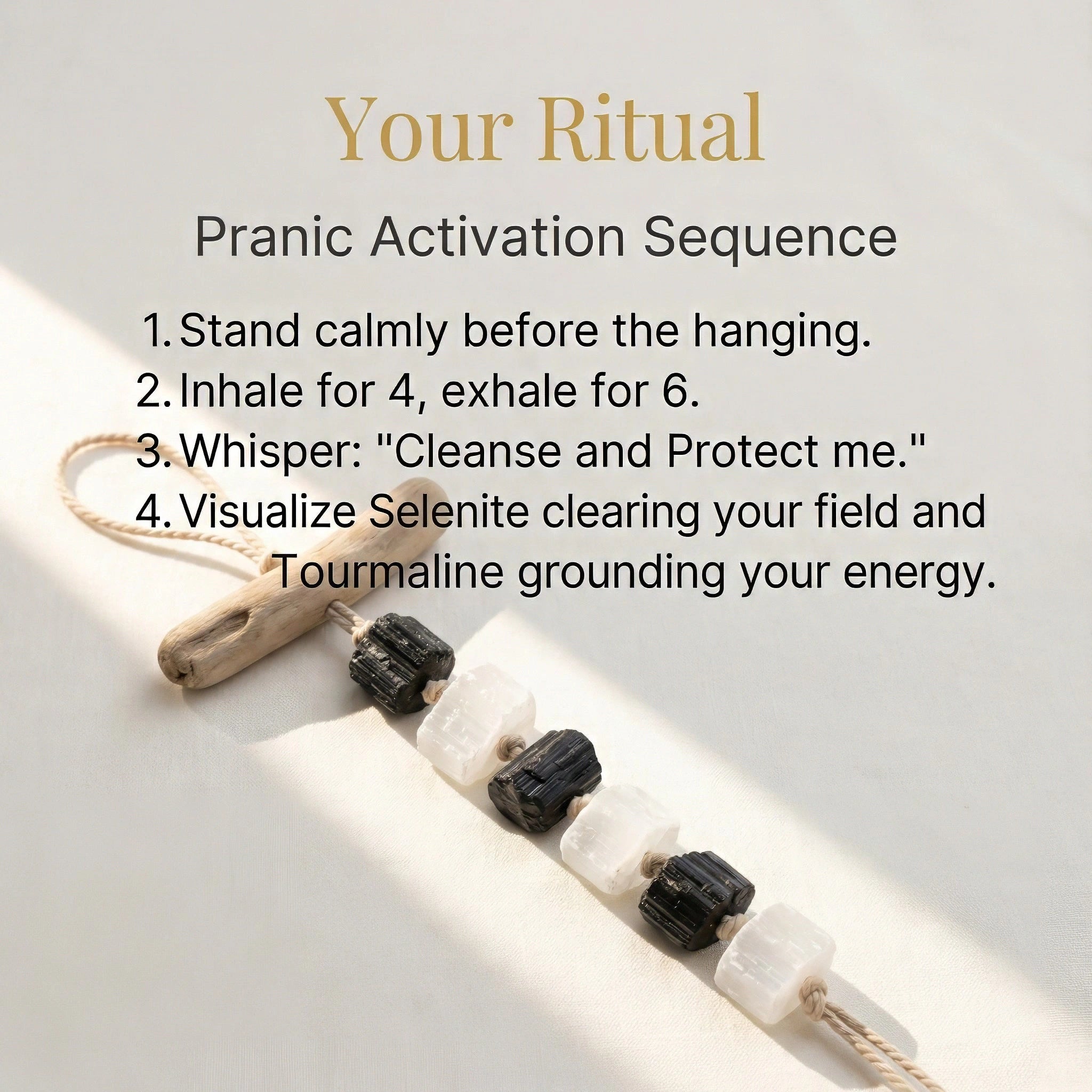 Selenite & Black Tourmaline Combo Hanging