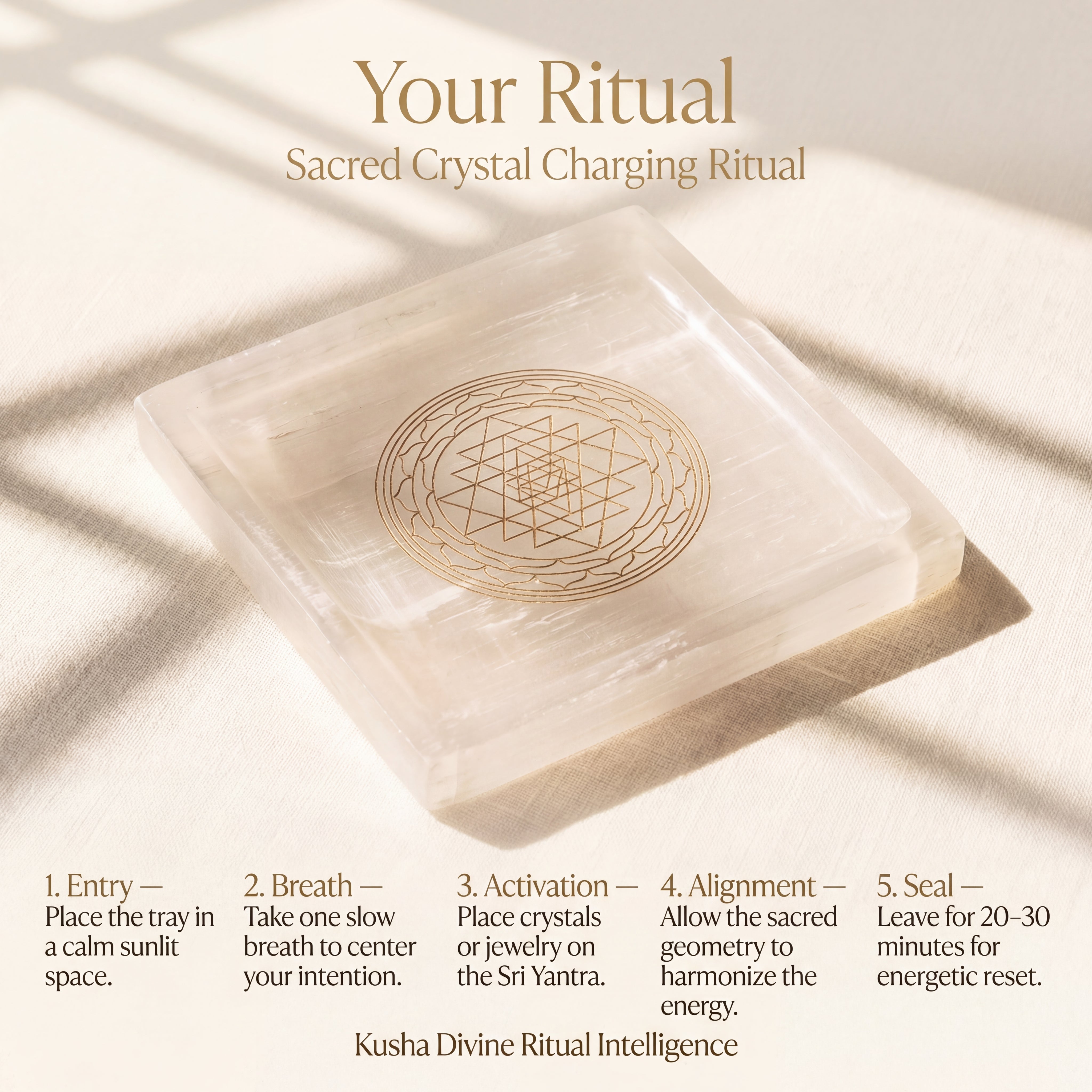 Yantra square Selenite Chakra Tray