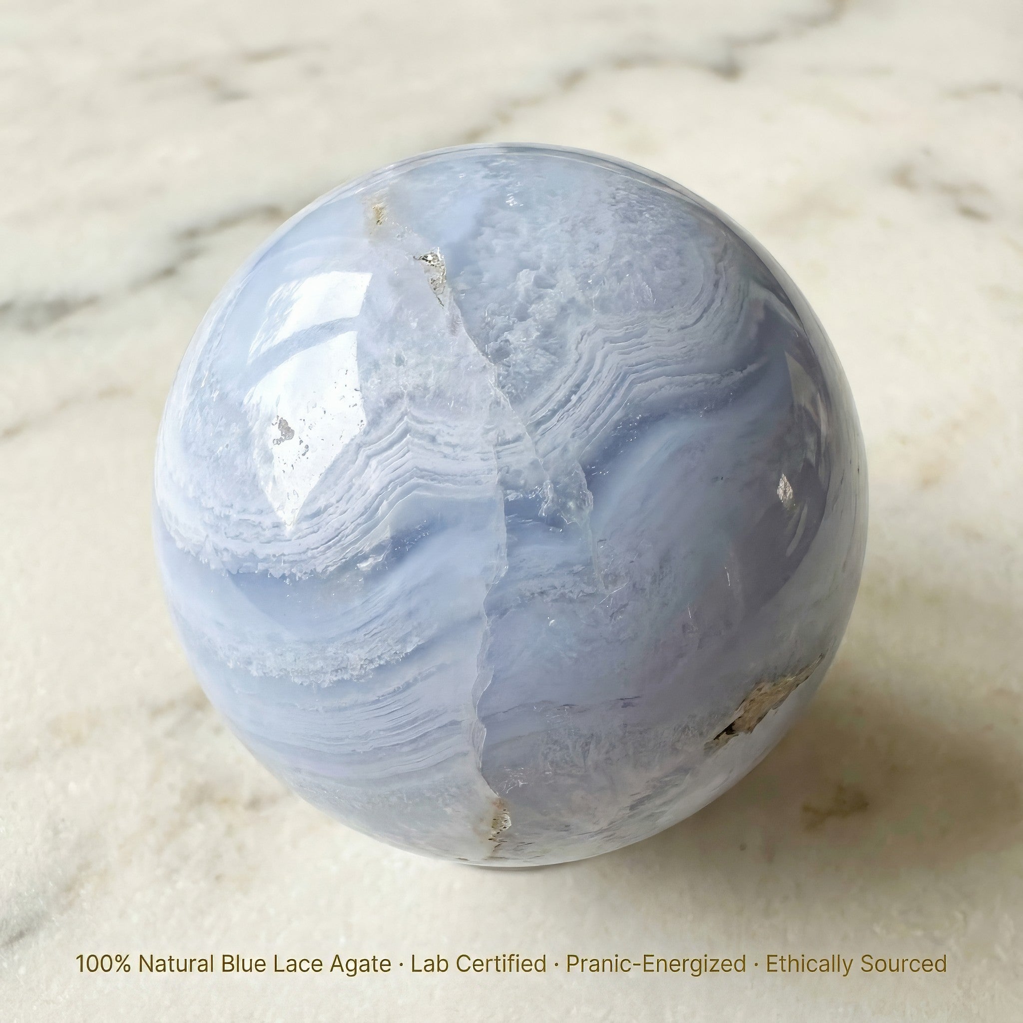 Boule de cristal d'agate en dentelle bleue