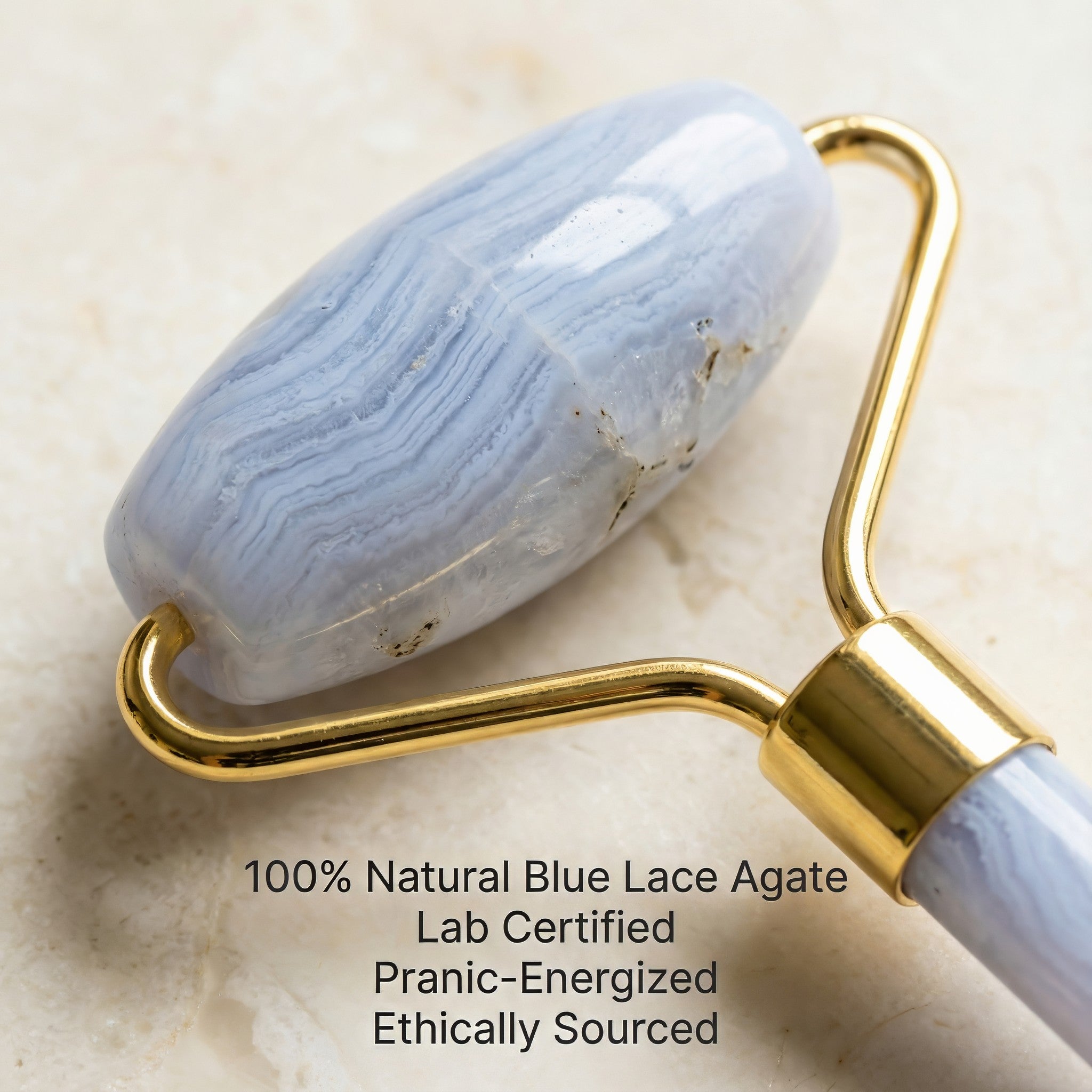 Rouleau facial en agate bleue