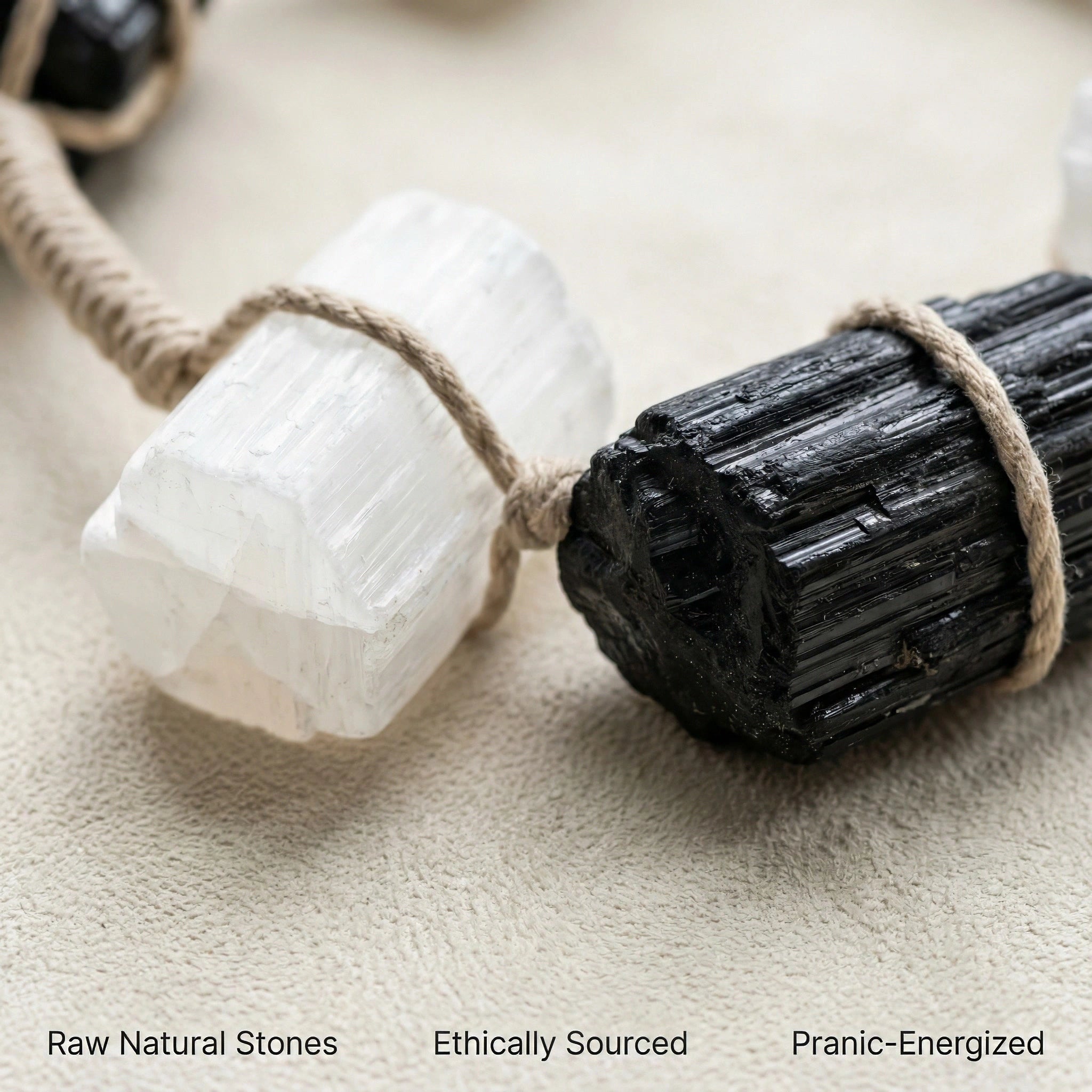 Selenite & Black Tourmaline Combo Hanging