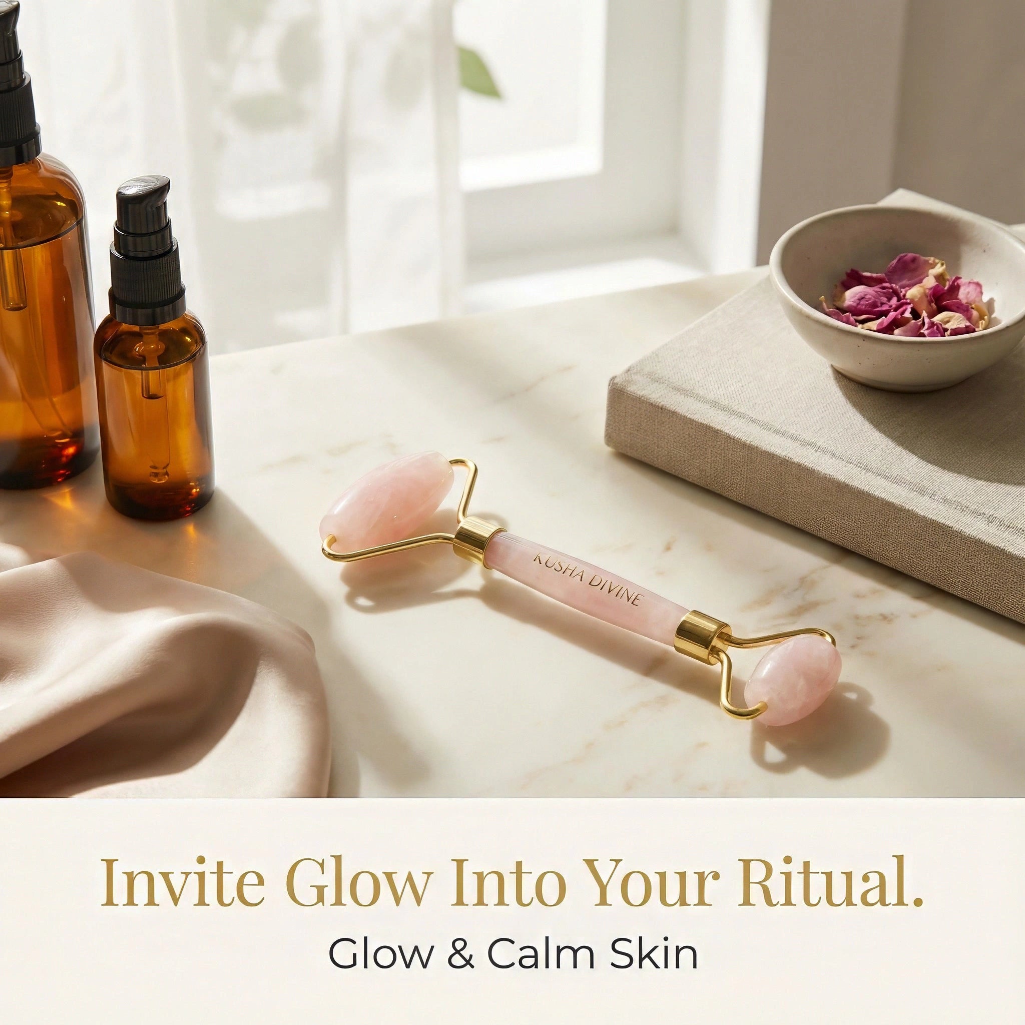 Rouleau facial en quartz rose