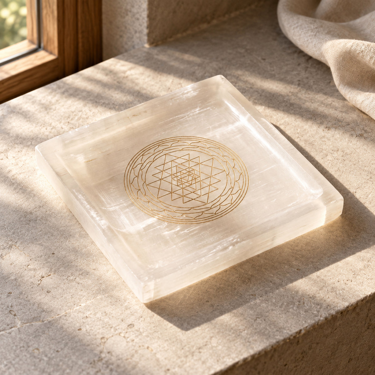 Sri Yantra Selenite Tray, main view