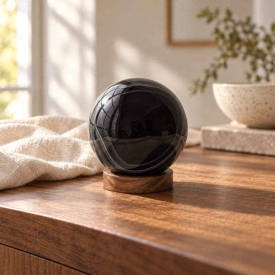Sulemani Hakik (Black Agate) Crystal Ball, main view