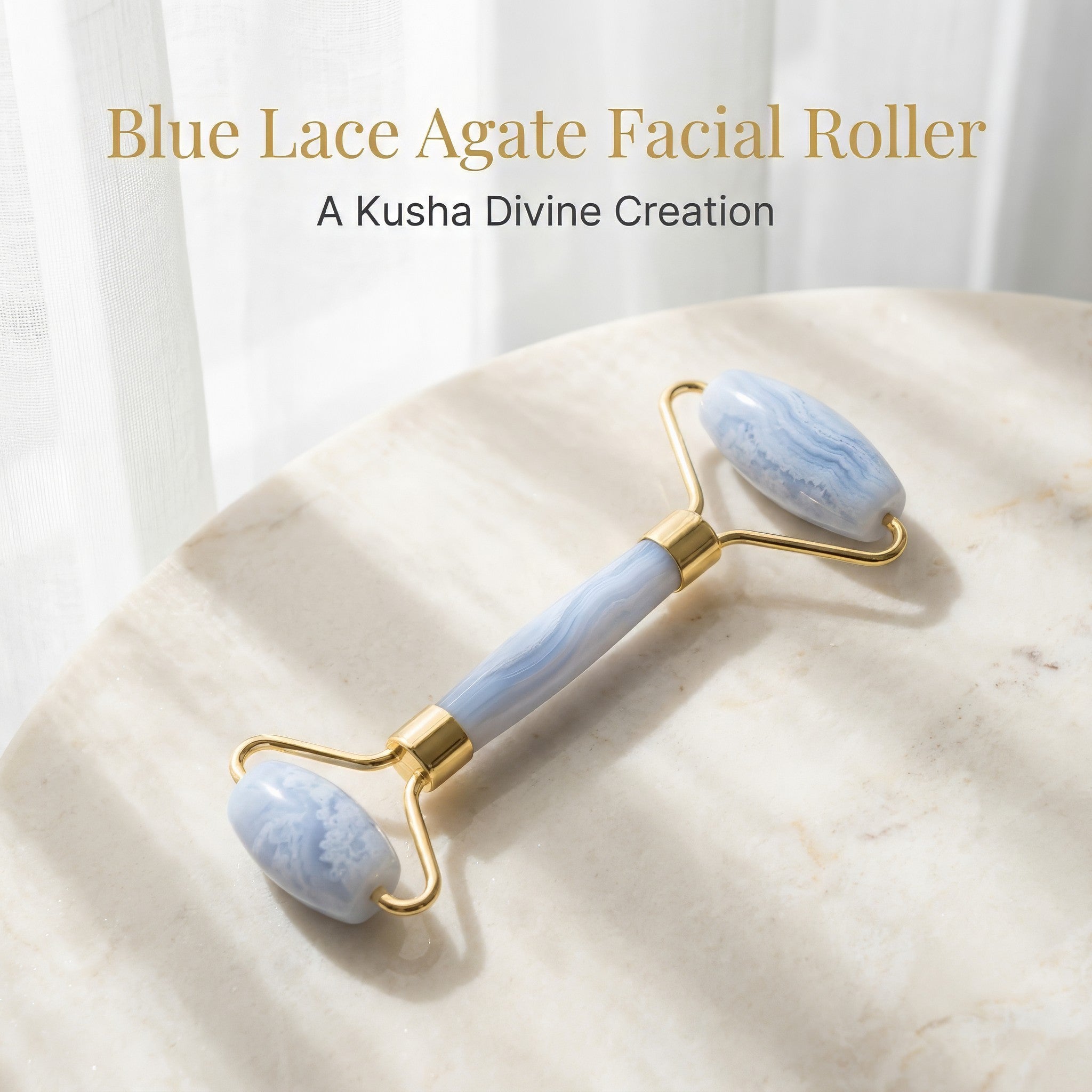 Rouleau facial en agate bleue