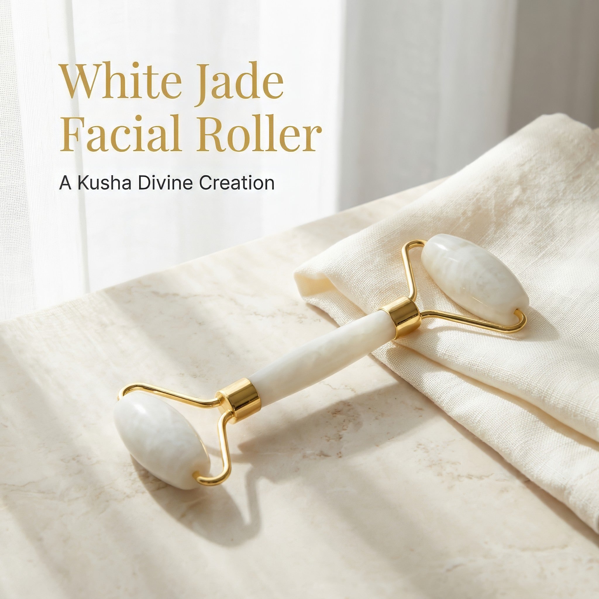 Rouleau de massage facial en jade blanc