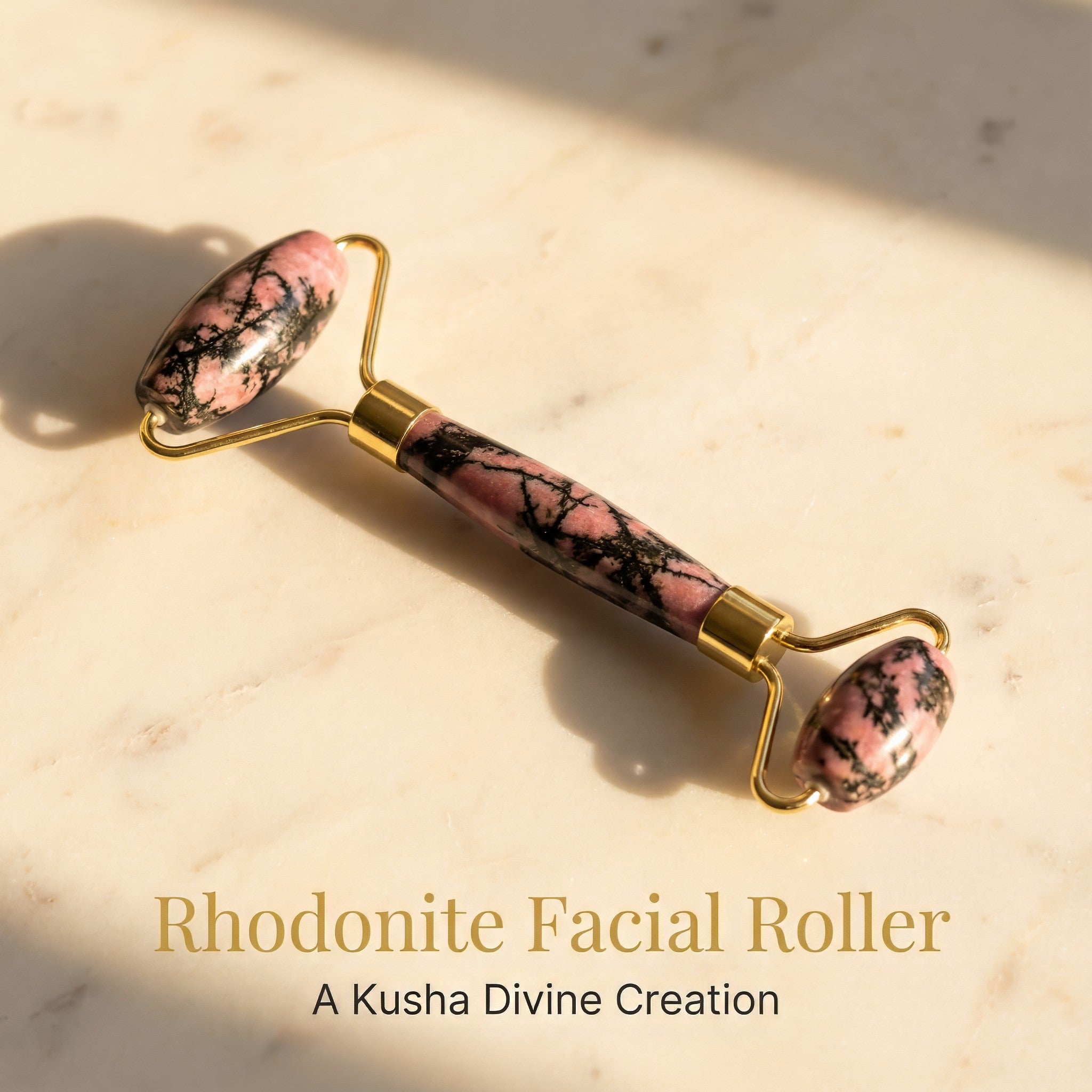 Rouleau de massage facial en rhodonite