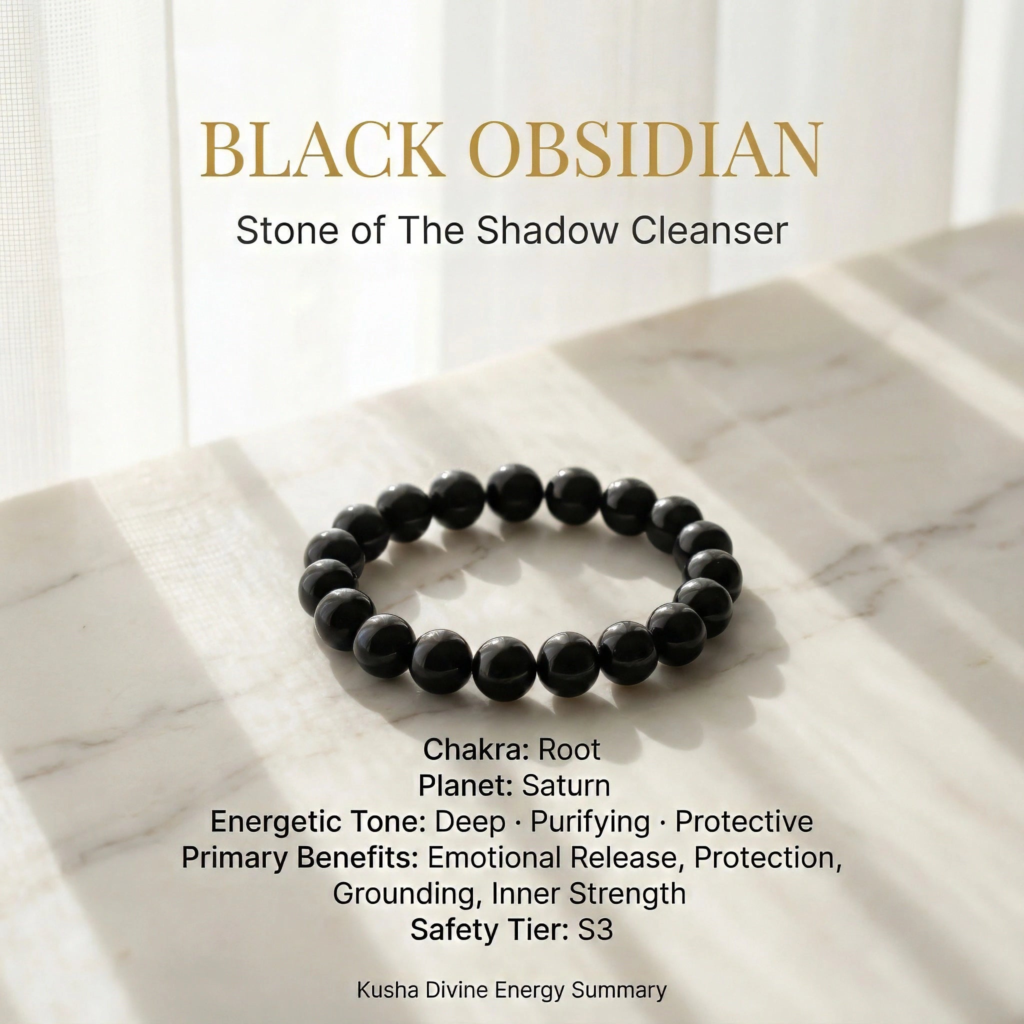 Bracelet en Obsidienne Noire