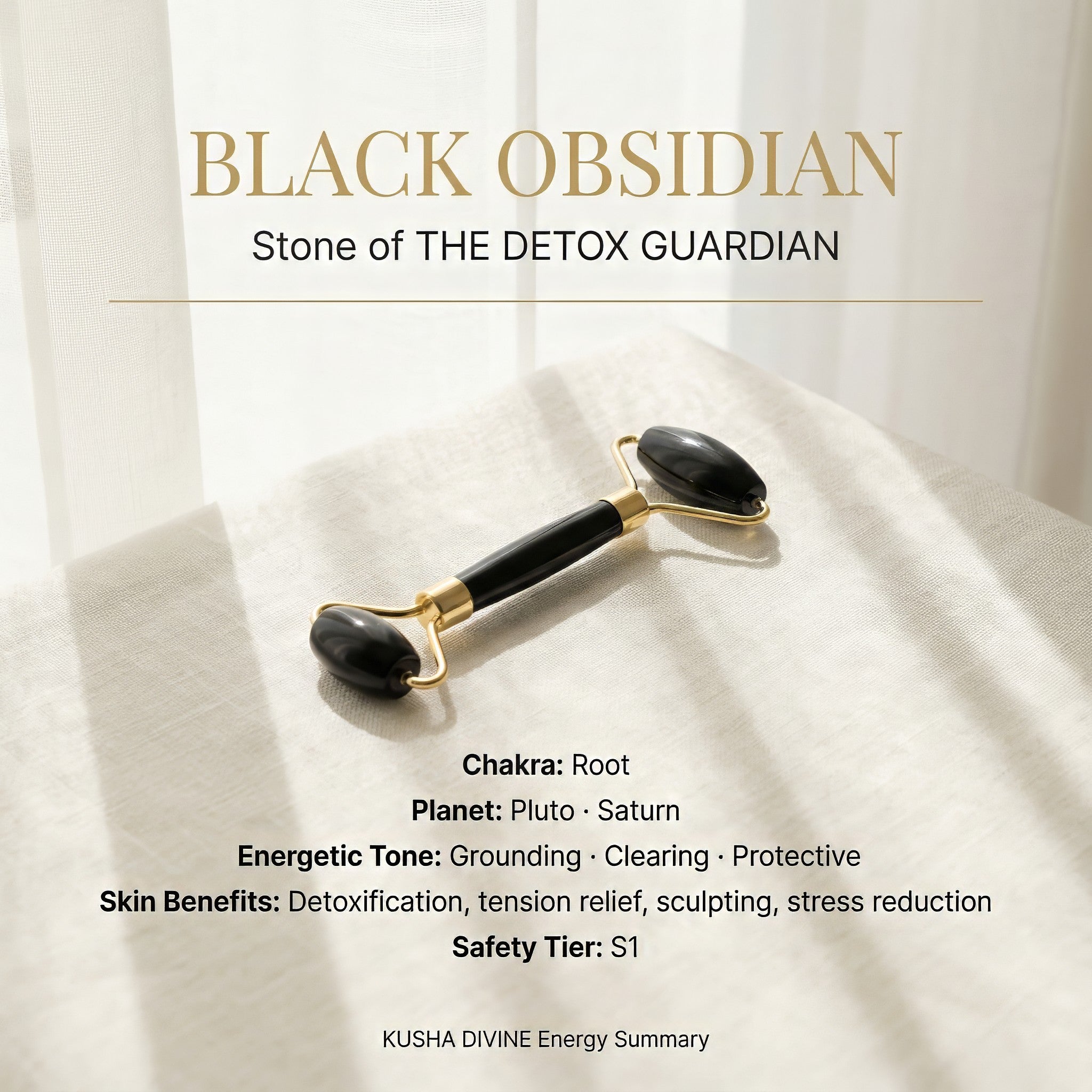 Gesichtsroller aus schwarzem Obsidian