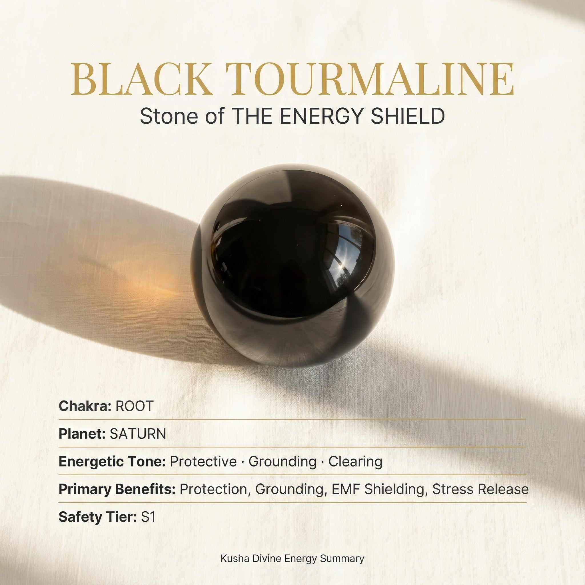 Boule de cristal tourmaline noire