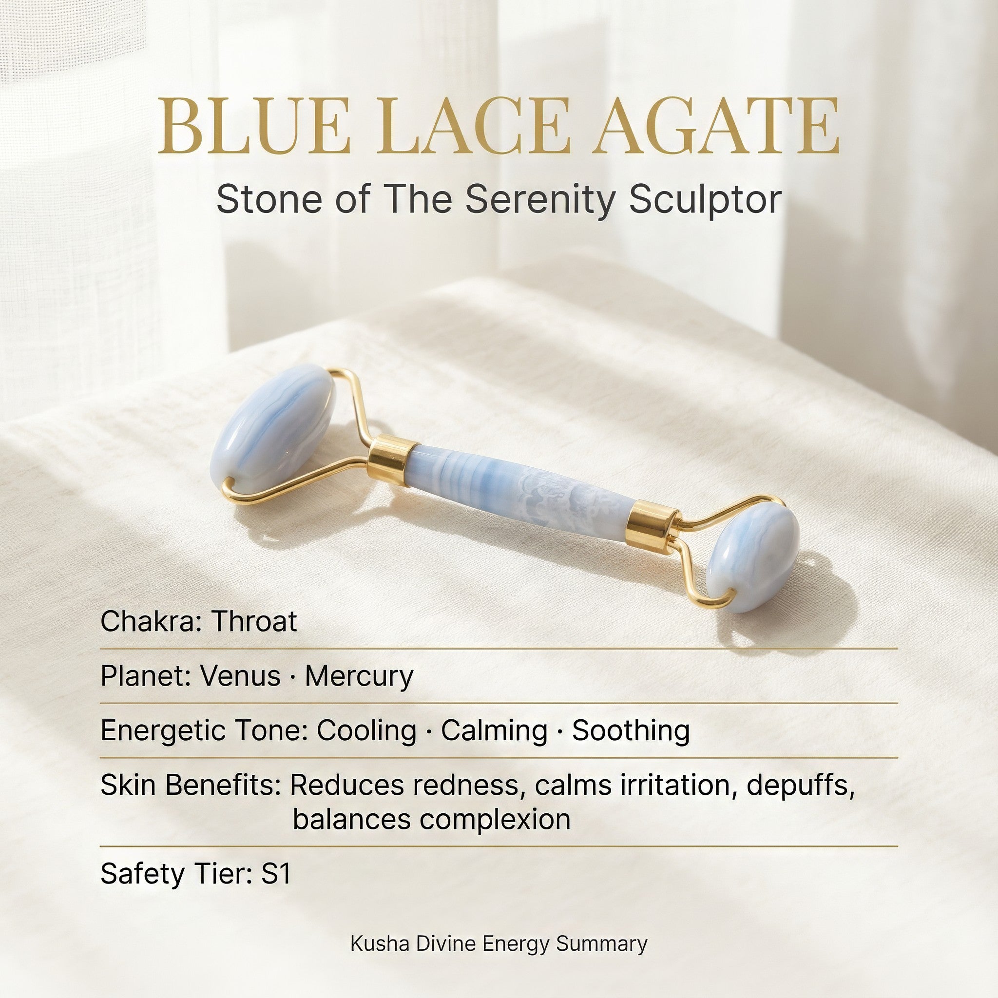 Rouleau facial en agate bleue