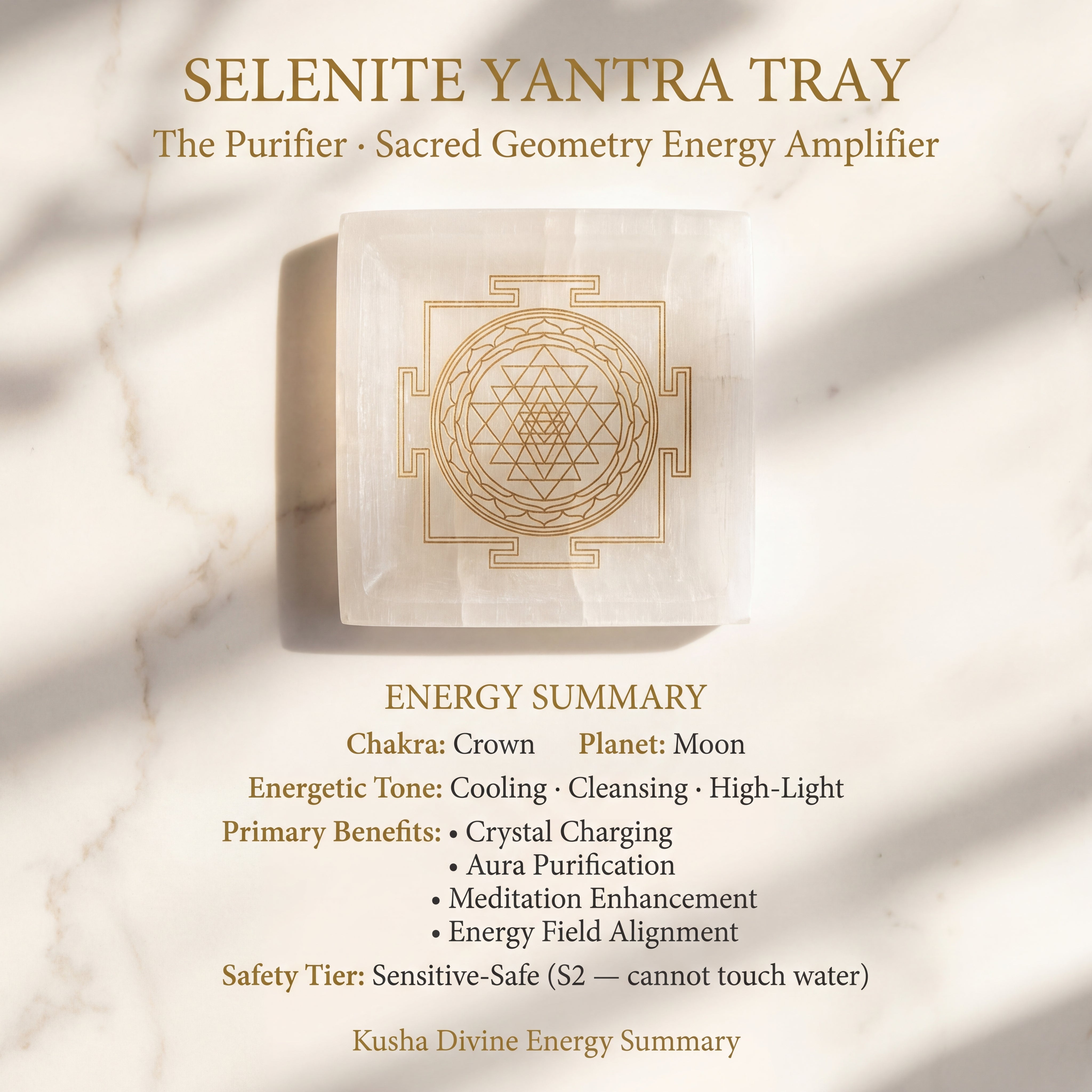 Yantra square Selenite Chakra Tray