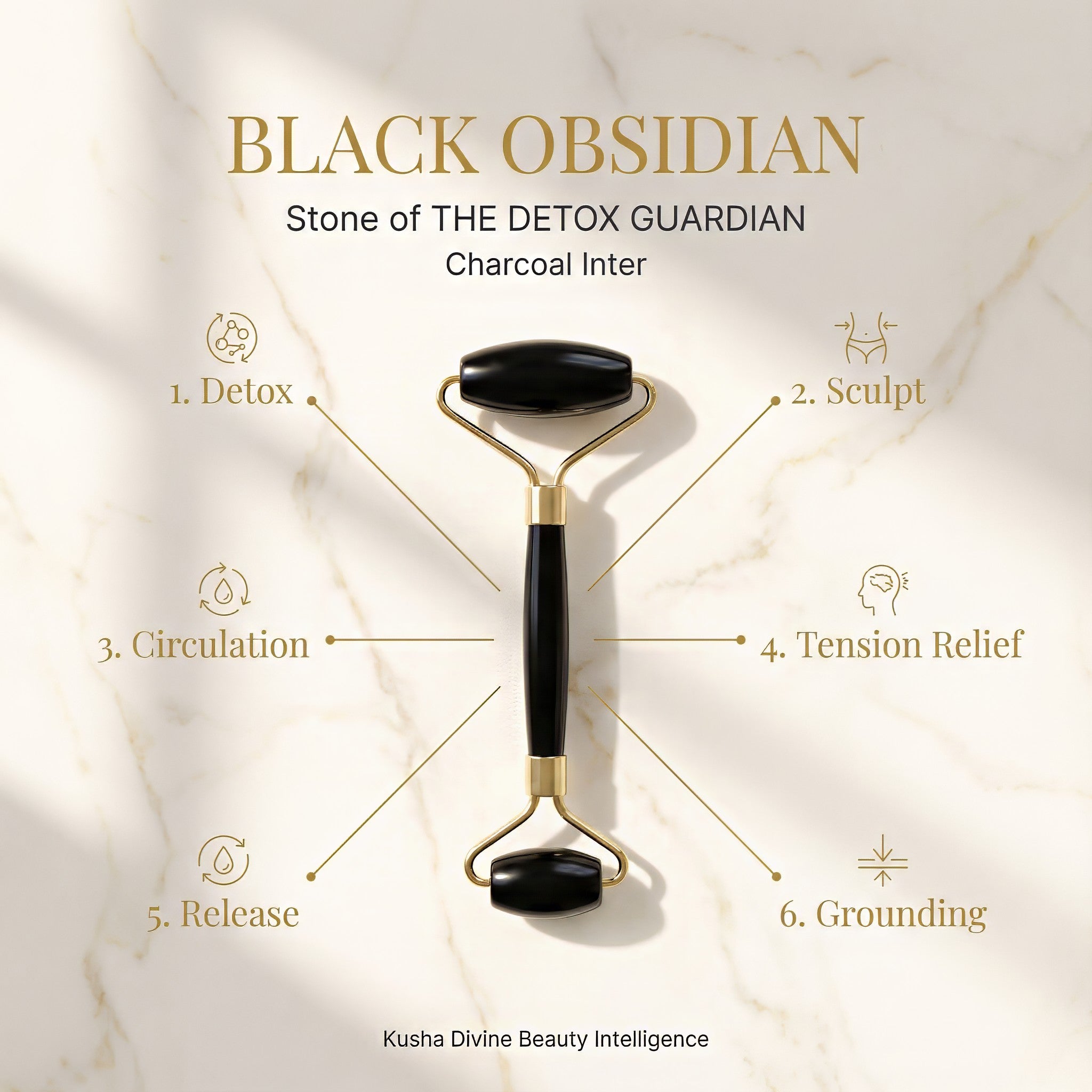 Gesichtsroller aus schwarzem Obsidian