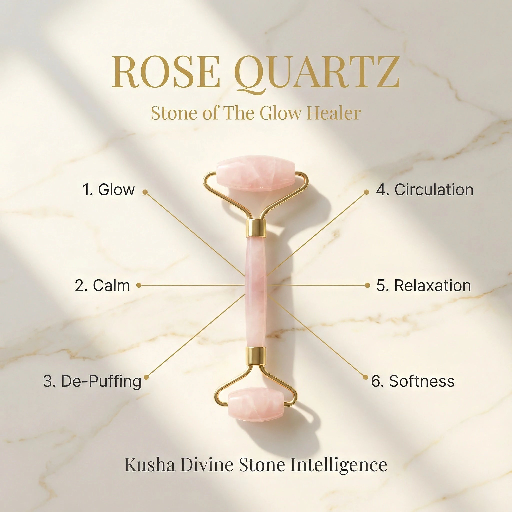 Rouleau facial en quartz rose