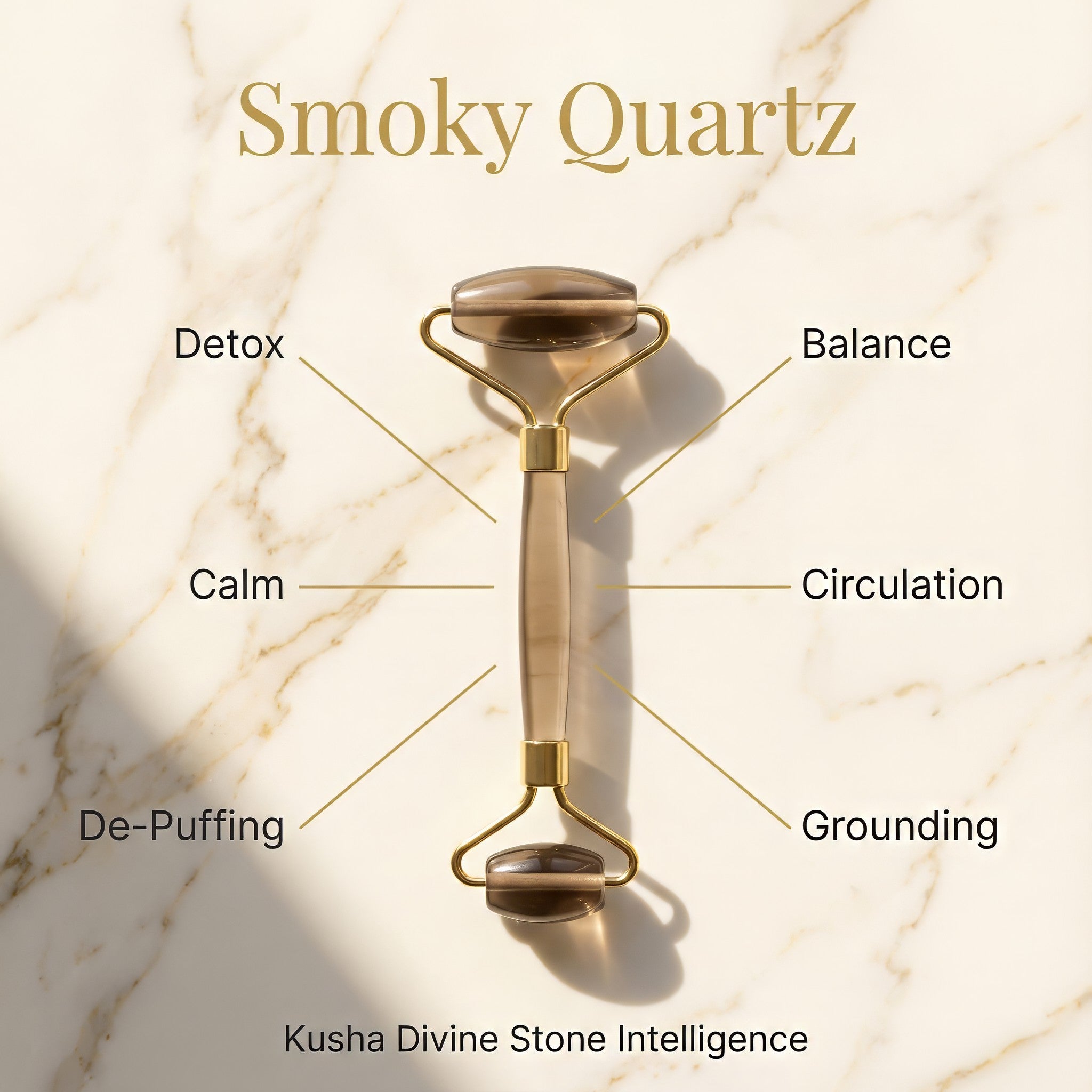 Rouleau de massage facial en quartz fumé