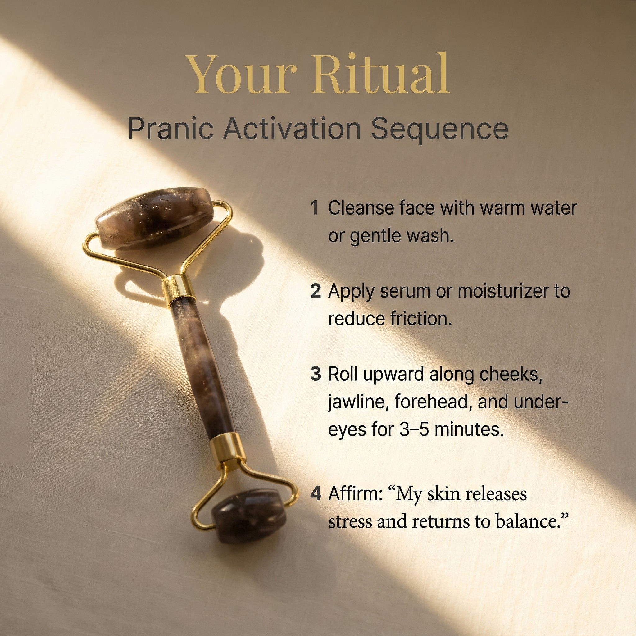 Rouleau de massage facial en quartz fumé
