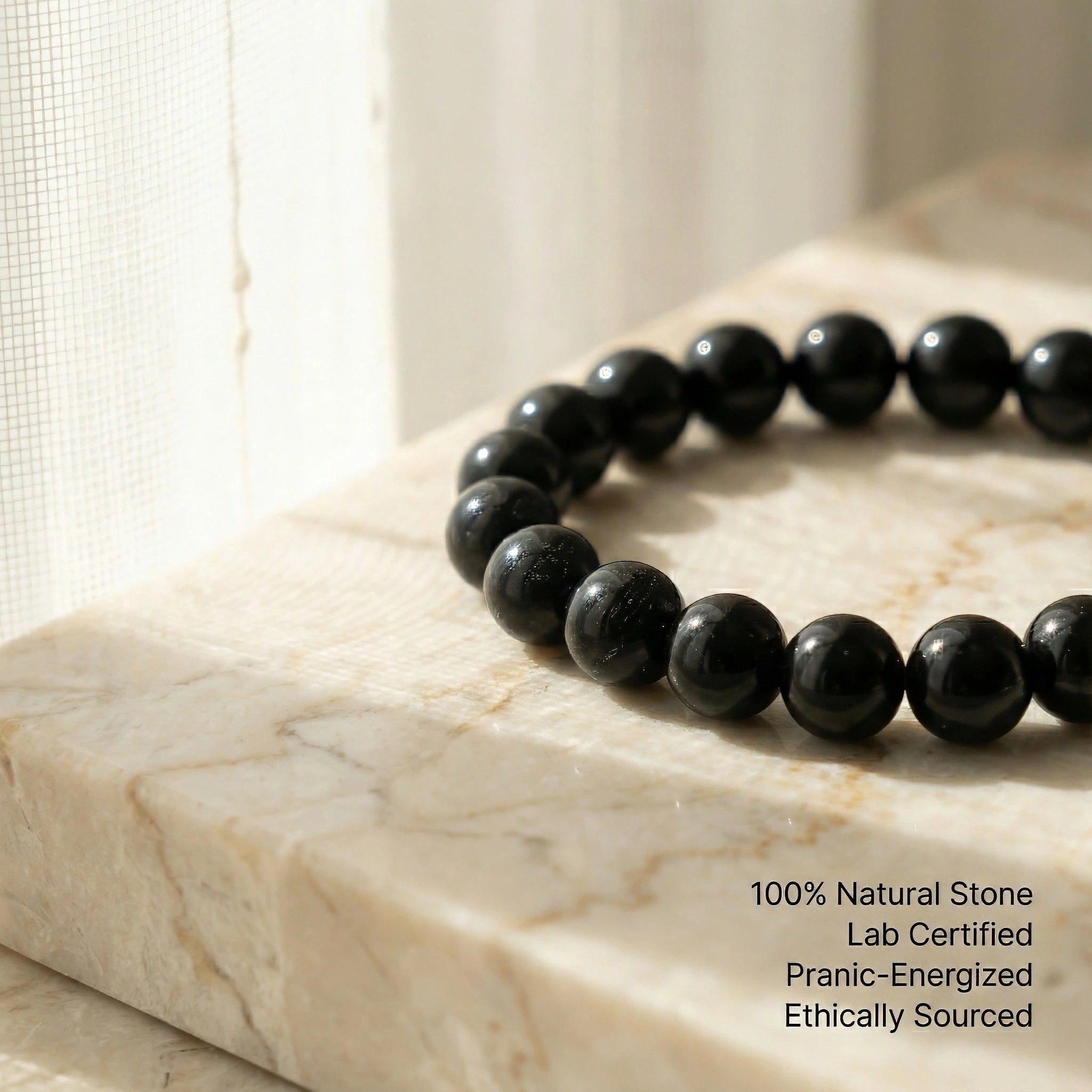 Bracelet en Obsidienne Noire