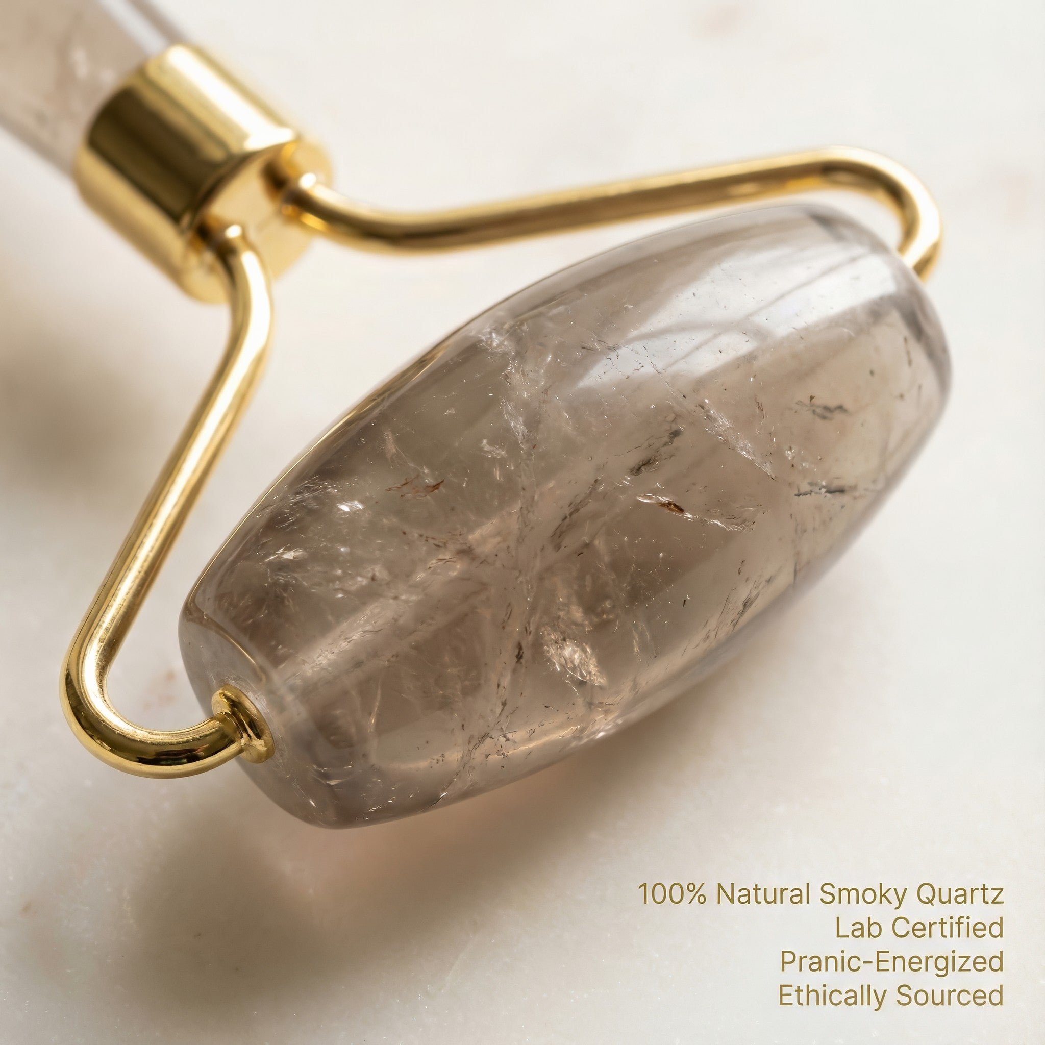 Rouleau de massage facial en quartz fumé