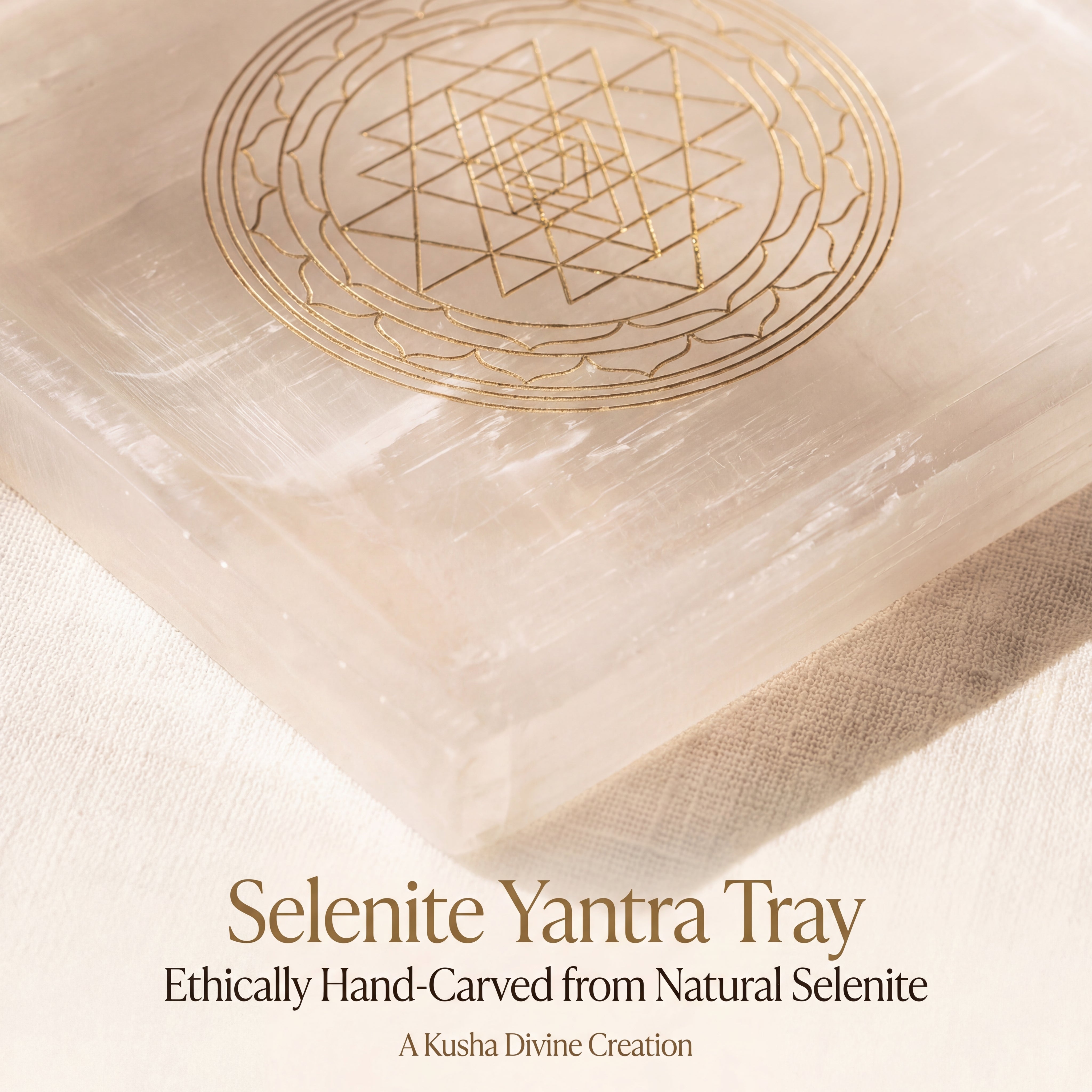 Yantra square Selenite Chakra Tray
