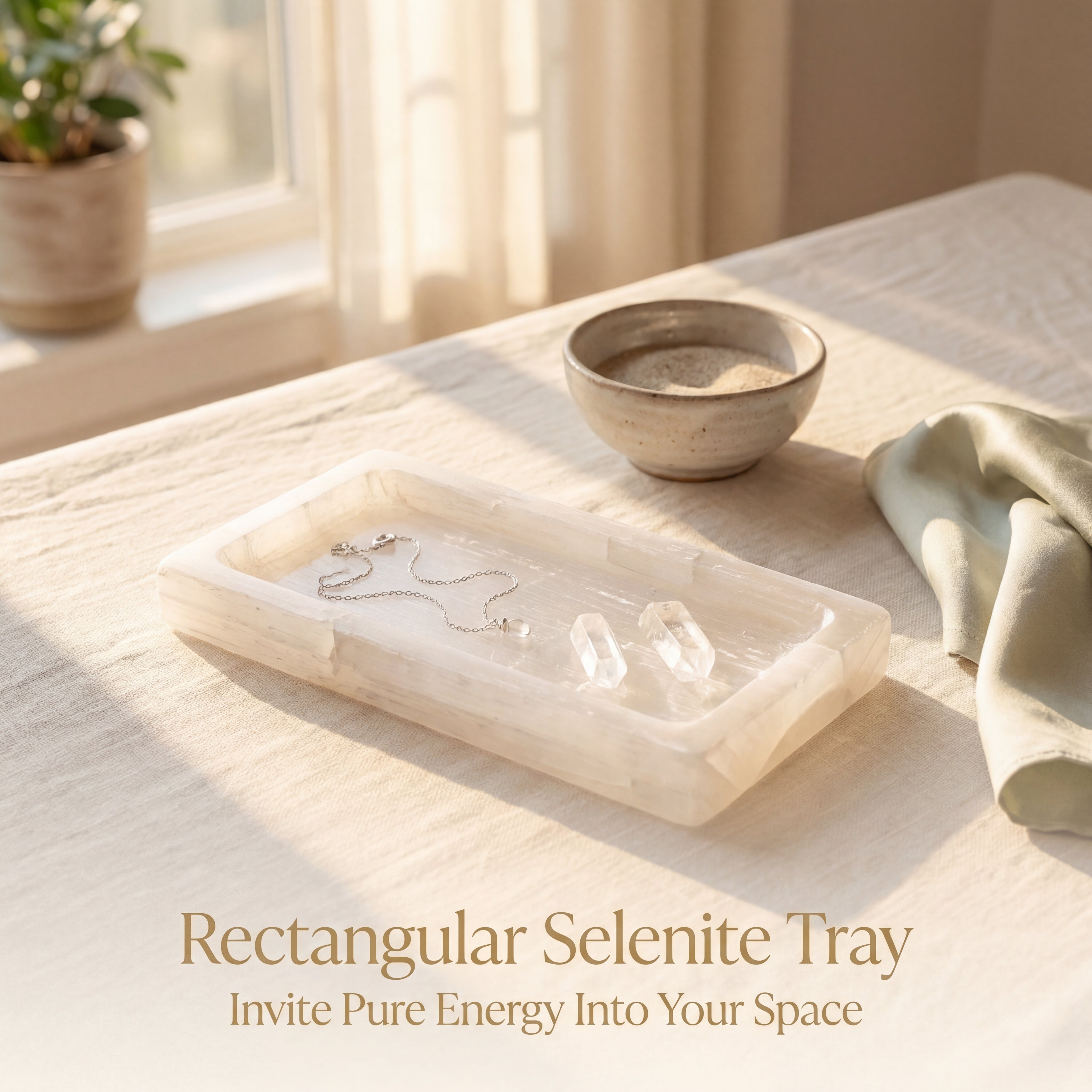 Rectangle Selenite Chakra Tray
