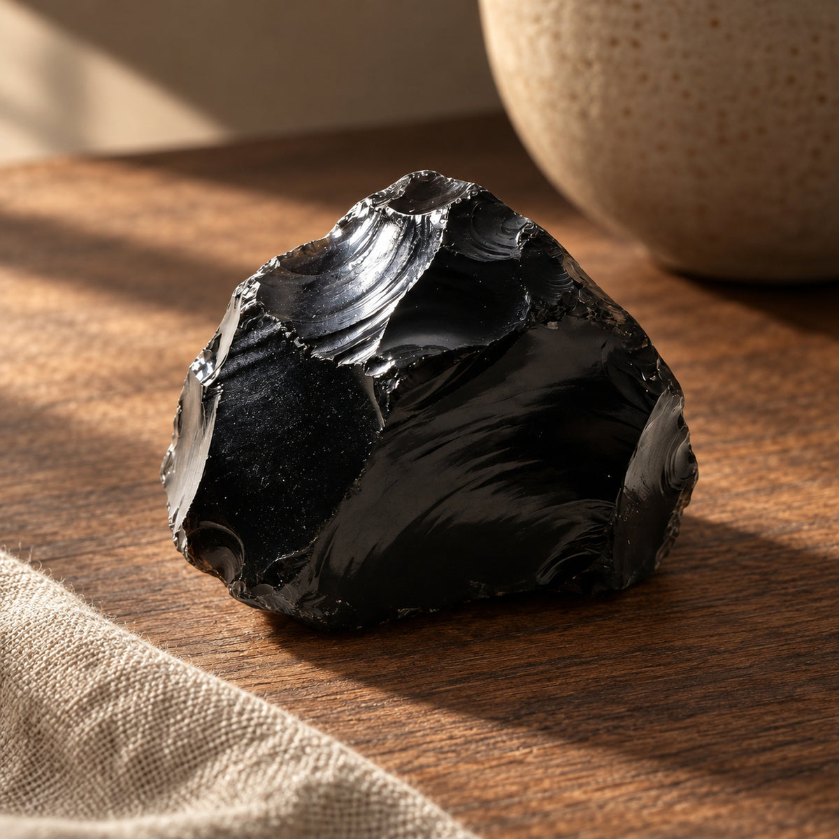Black Obsidian Raw Stone, main view
