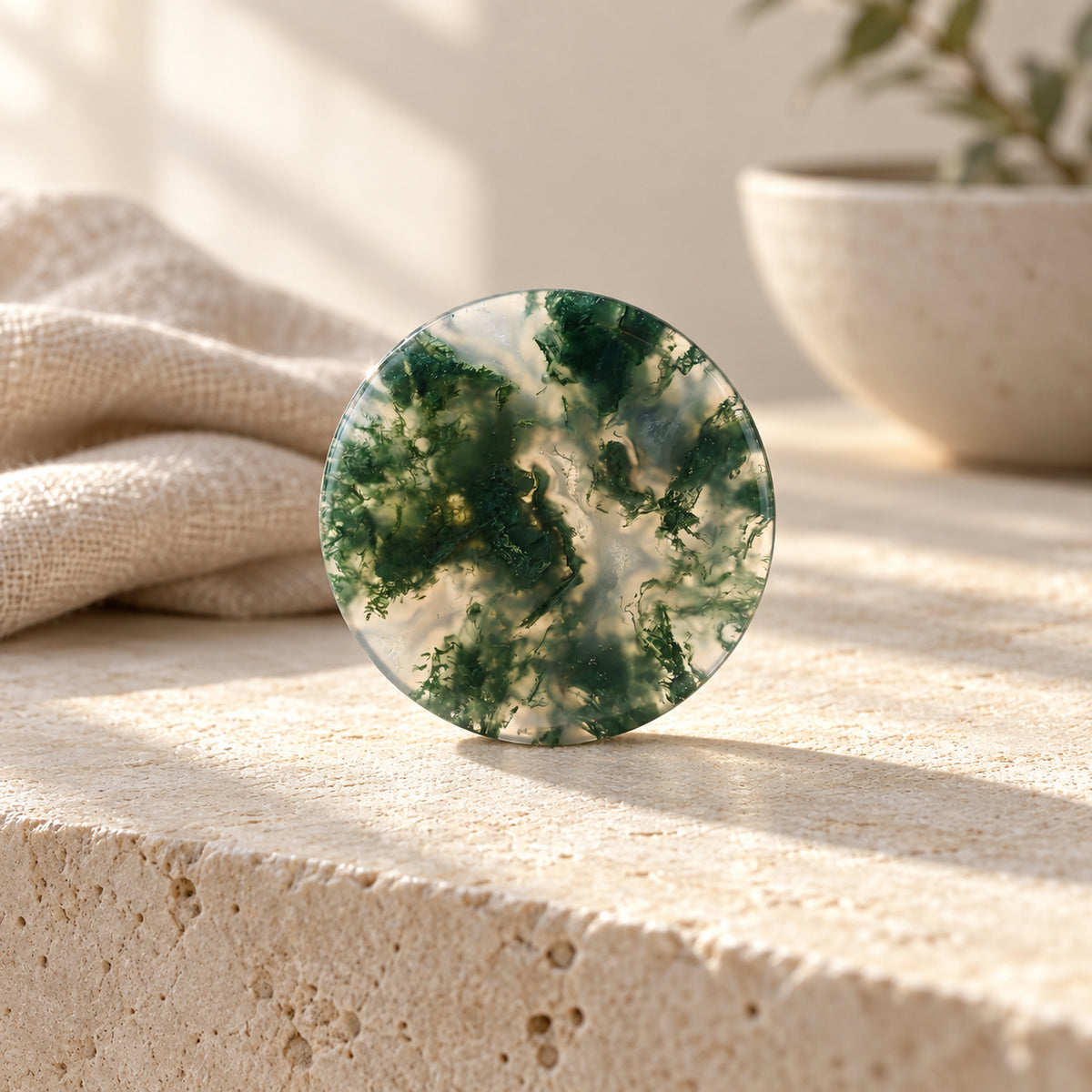 Moss Agate Coin, main view