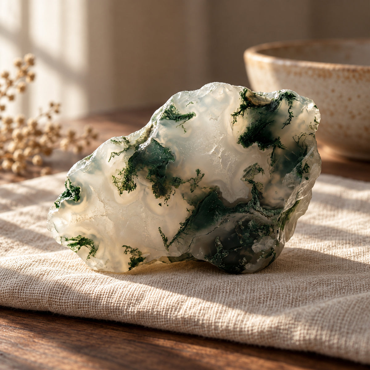 Moss Agate Raw Stone, main view