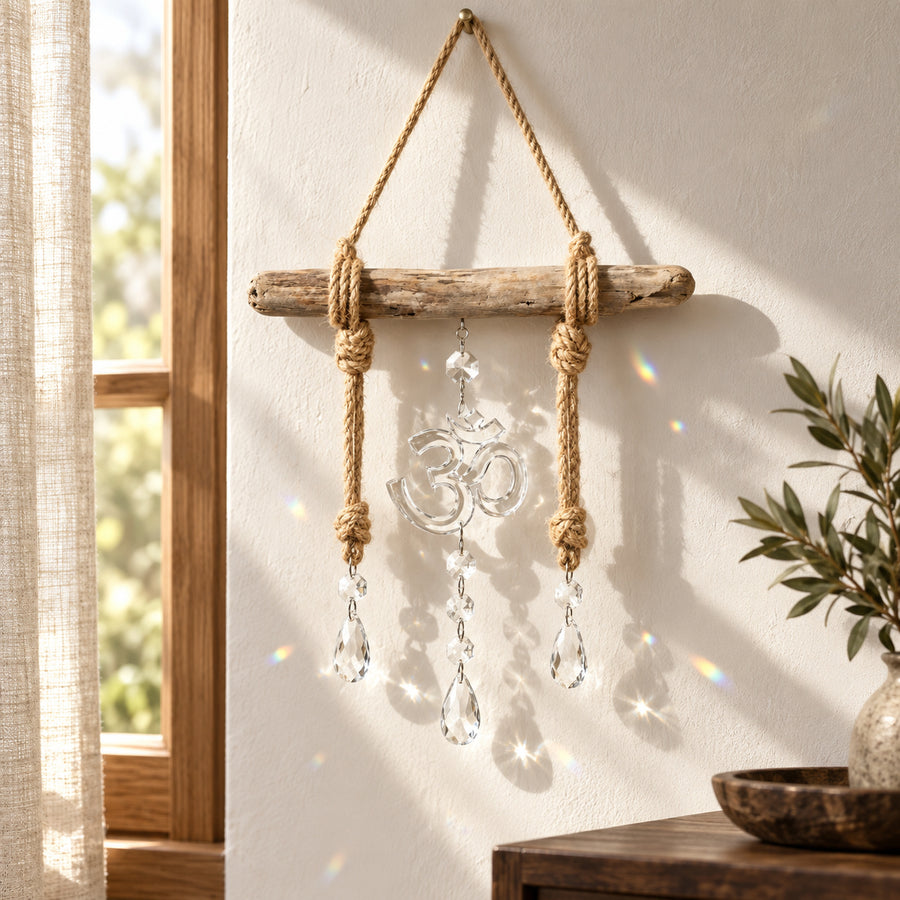 Om & Hamsa Crystal Hanging, main view
