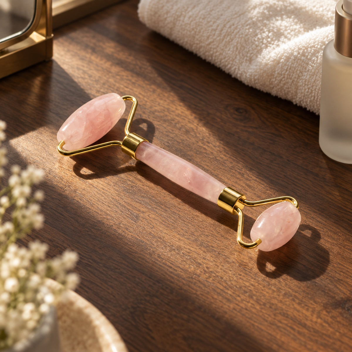 Rose Quartz Facial Roller, main view